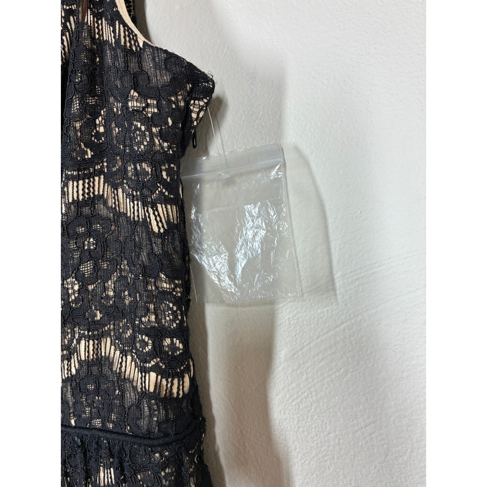 City Triangles Black Lace Nude Lined A Line Dress Keyhole Back Women's XL - Picture 5 of 13